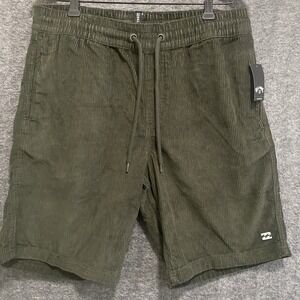NWT Billabong Short Men M Green Mike EW Corduroy Pull On Drawstring Skate Grunge